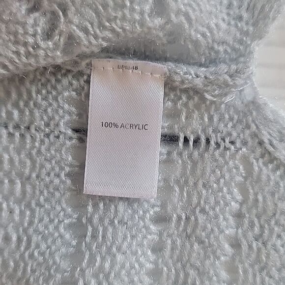 Frenchi Crocheted Knit Pullover Sweater Light Blue Grey Womens Size S - Picture 10 of 10